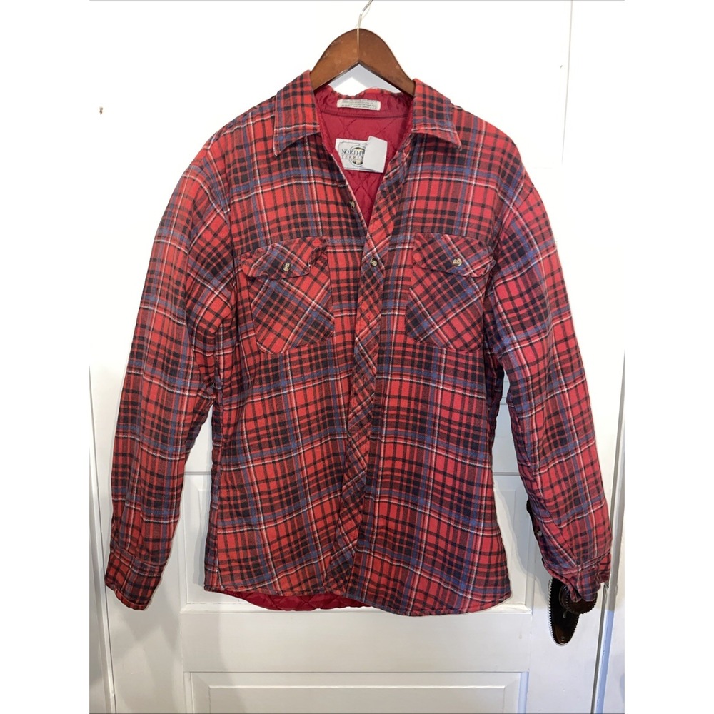 Classic Vintage Quilted Northwest Territory Red & Blue Insulated Flannel Medium